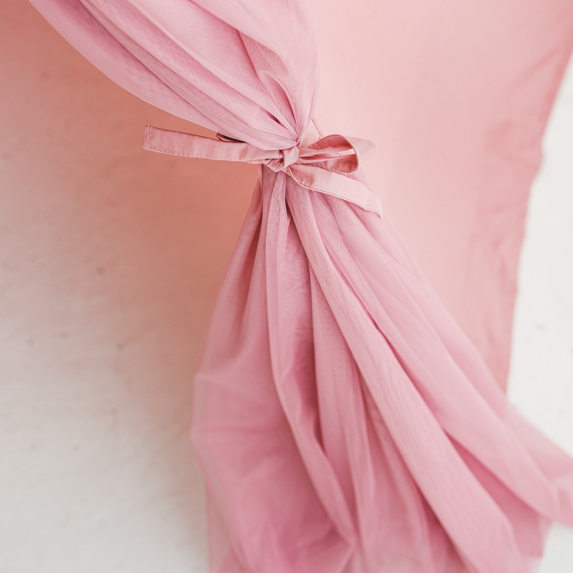 MINICAMP Fairy Kids Play Tent With Tulle in Rose drapes tieback close up