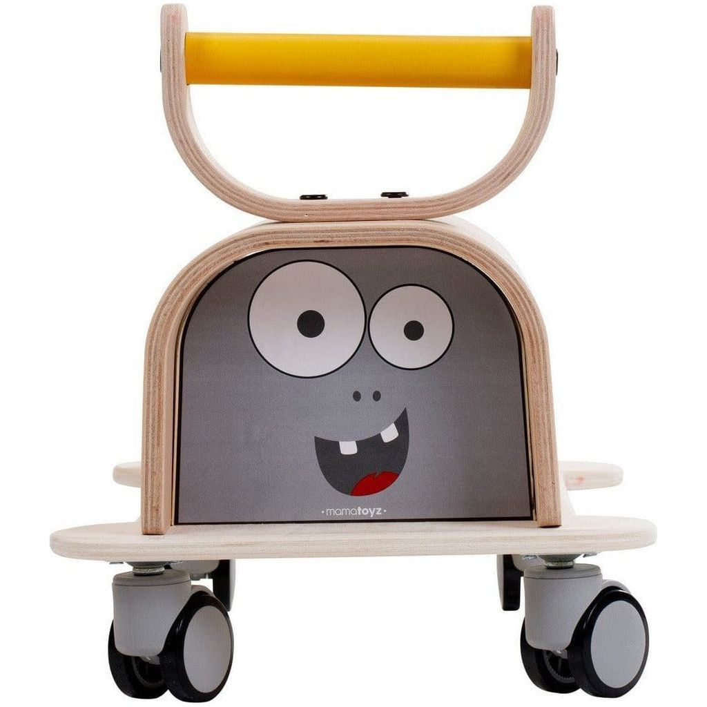 Mama Toyz Wooden Monster Ride-On face close up