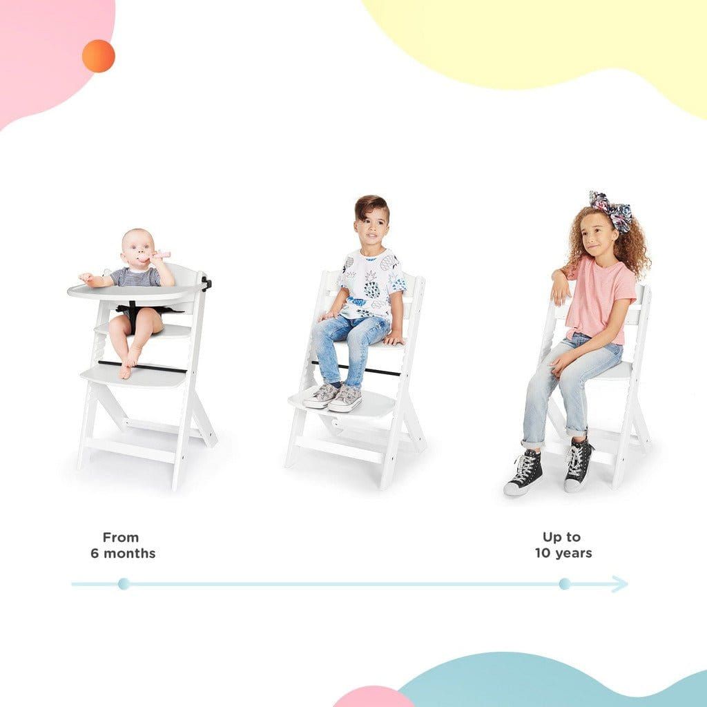 diagram showing ages and stages of Kinderkraft Enock High Chair - White