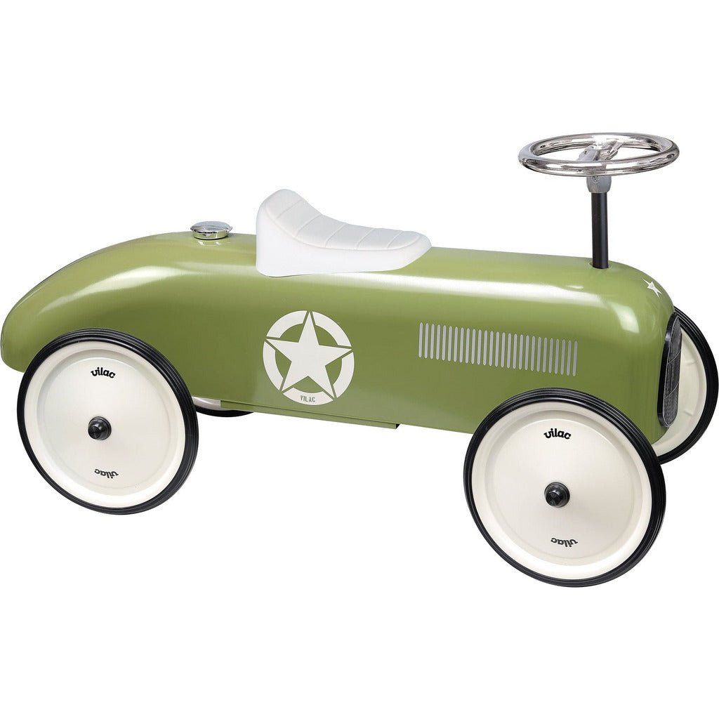 Vilac Classic Ride-On Racing Car - 18m+ - Khaki