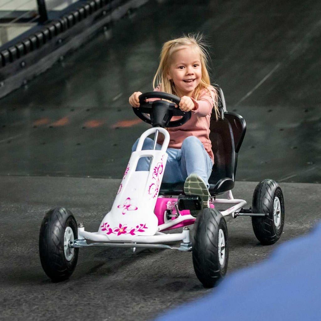 girl driving Ferbedo Air Runner Go Kart
