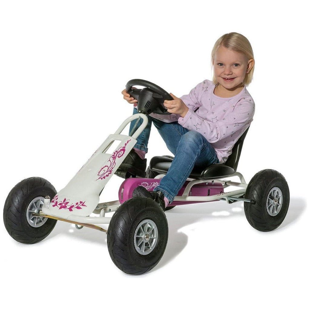 girl driving Ferbedo Air Runner Go Kart front right