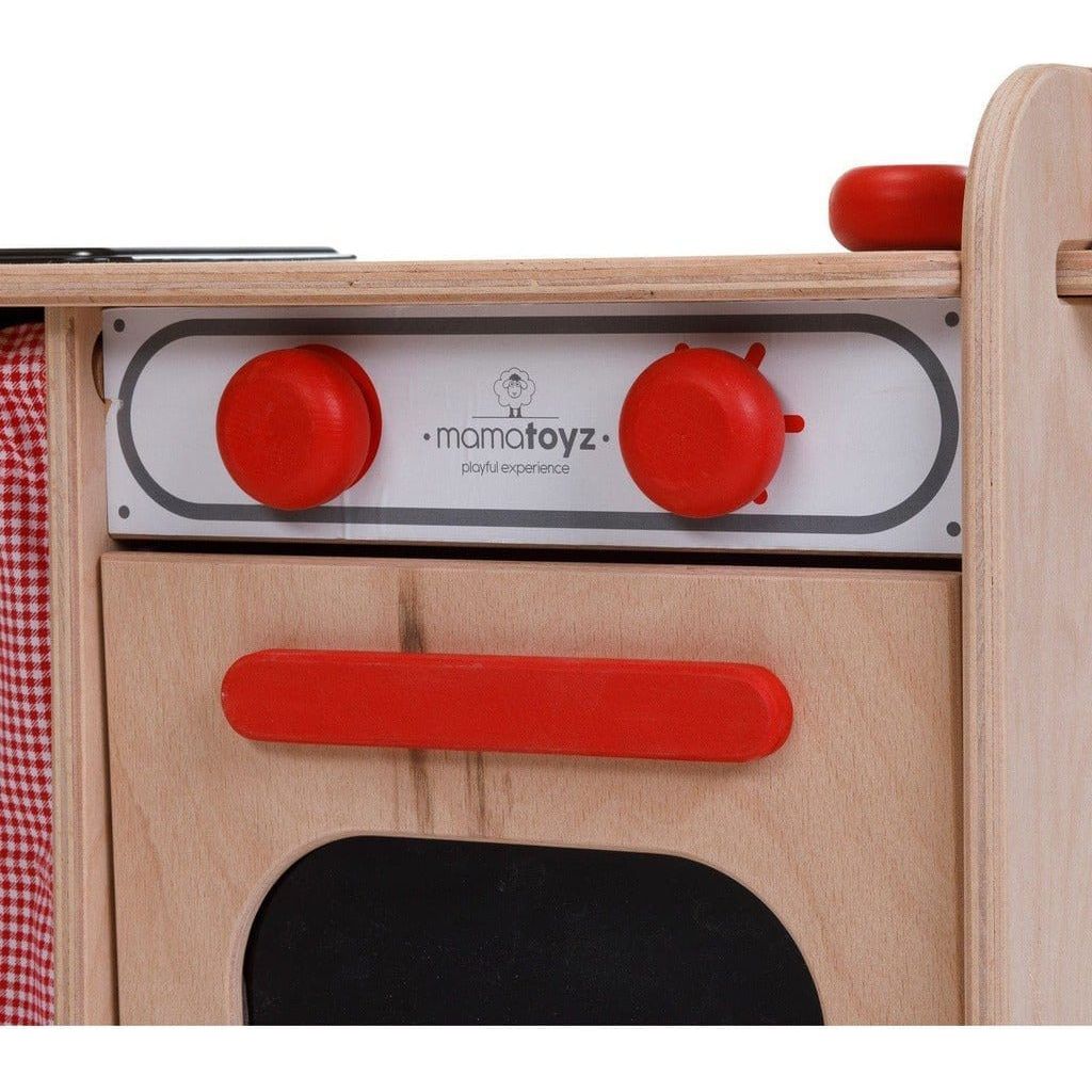 MamaToyz Sera Wooden Kitchen overn controls close up