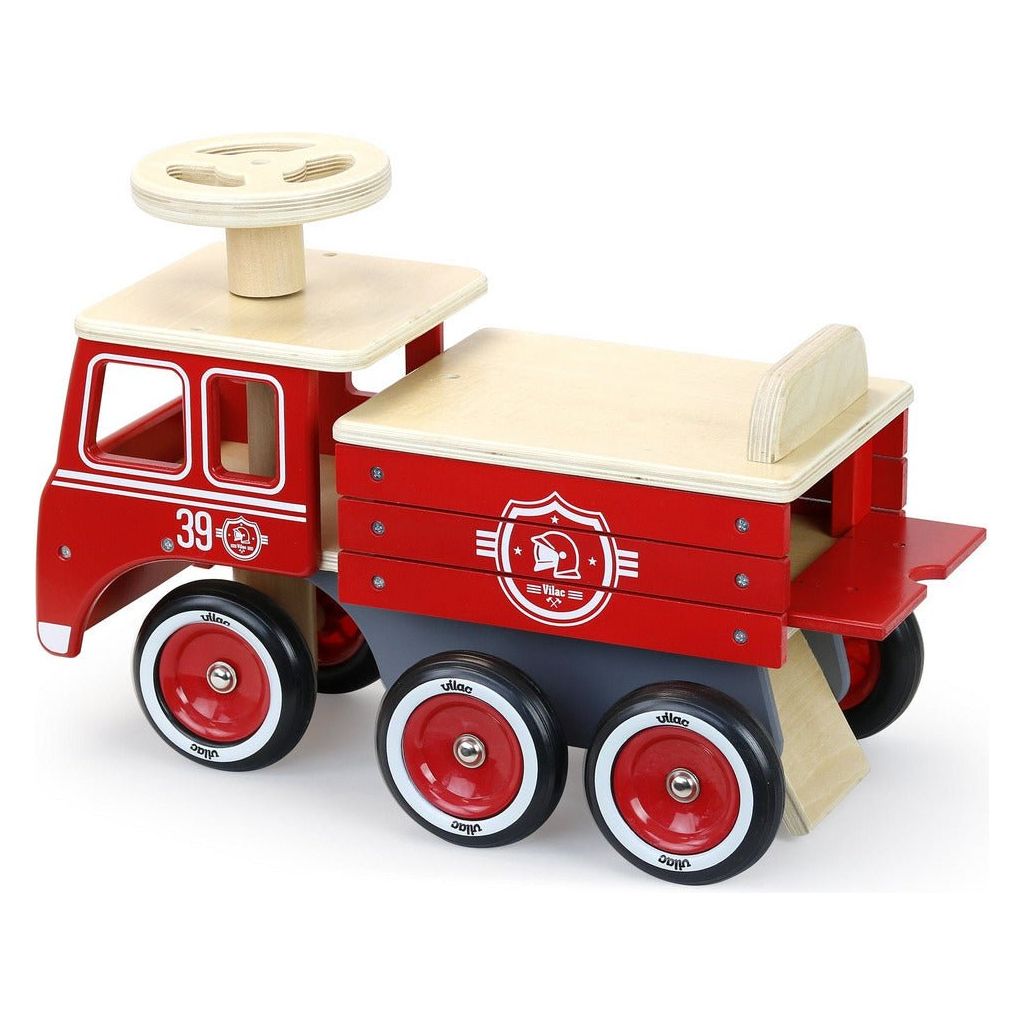 Vilac Ride-On Wooden Firetruck rear open