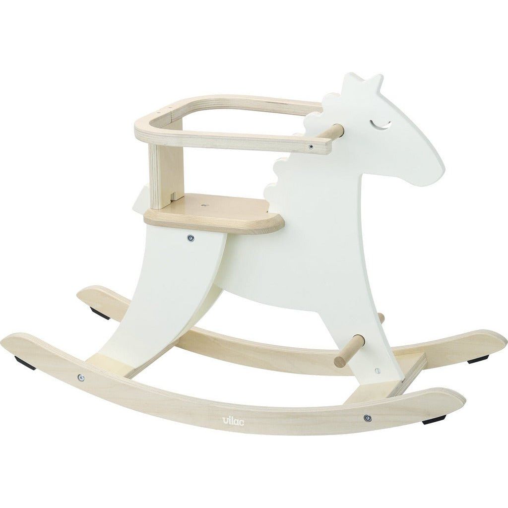 Vilac Hudada Rocking Horse - White with safety hoop