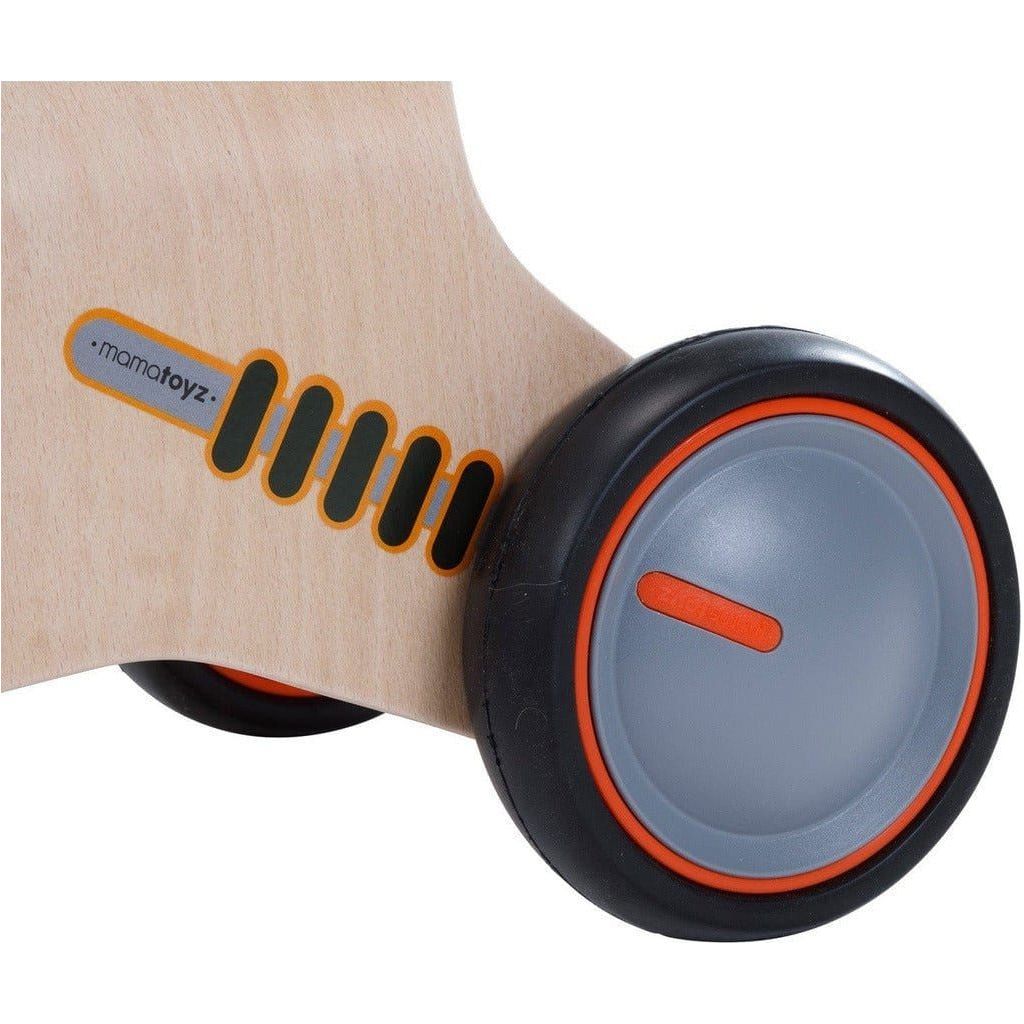 Mama Toyz Wooden Bold Ride On Age 12 Months + wheel close up