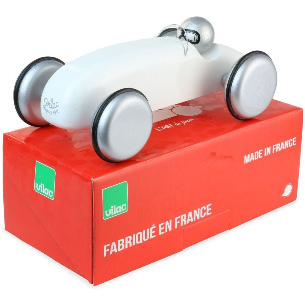 Vilac White Speedster Car on top of box