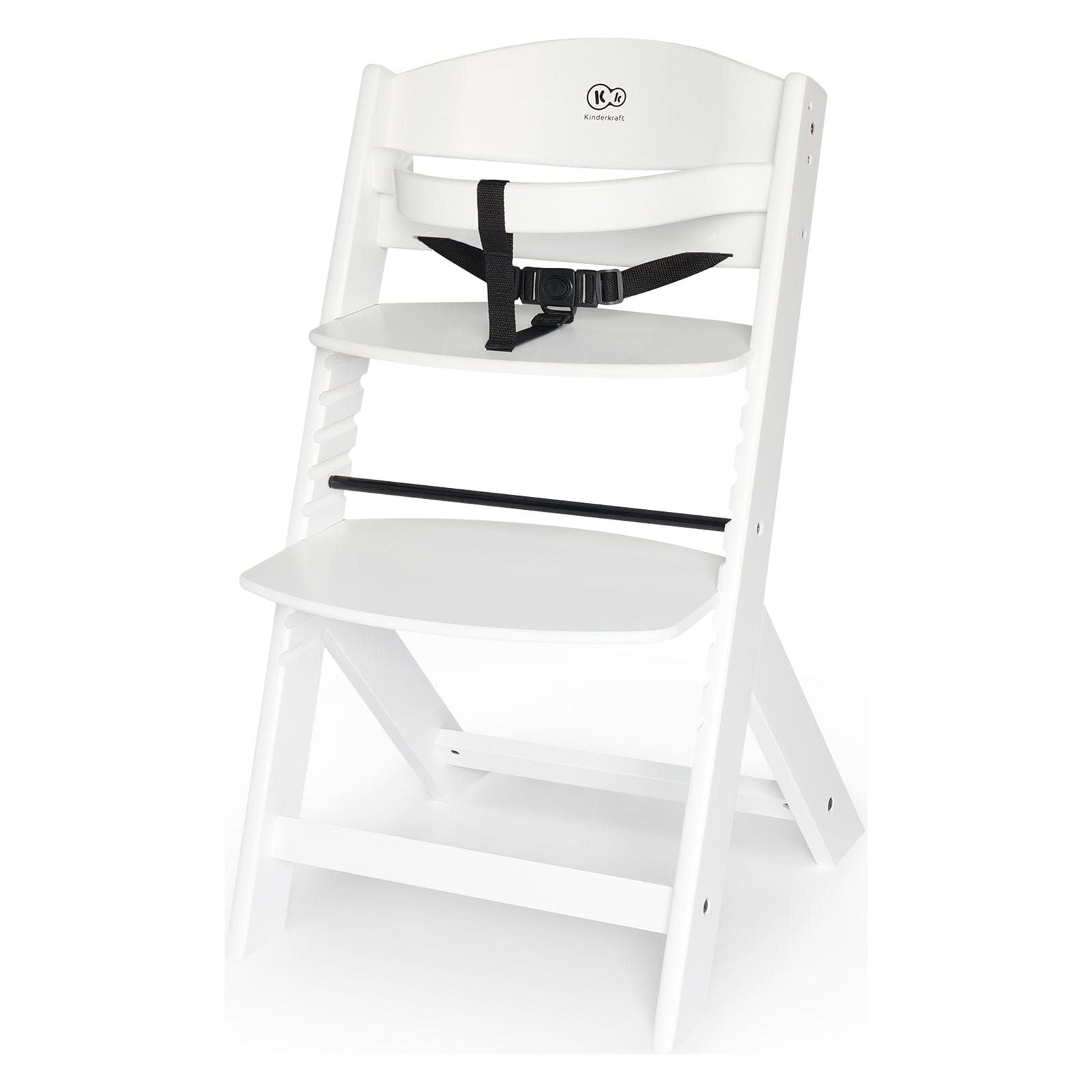 Kinderkraft Enock High Chair - White front with safety harness