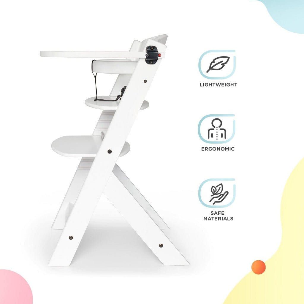 Kinderkraft Enock High Chair - White side with features listed