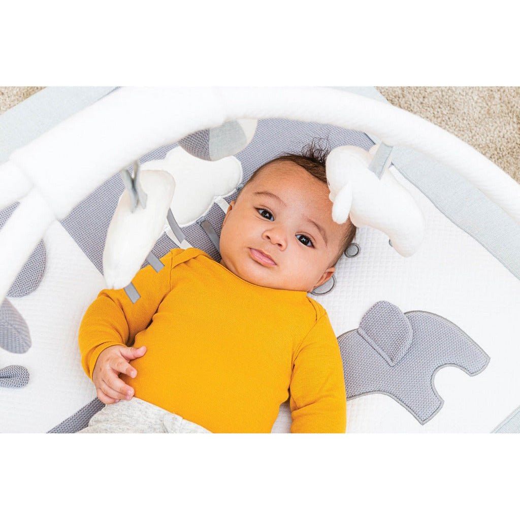 close up of baby on Nattou Baby Playmat - Tembo Elephant