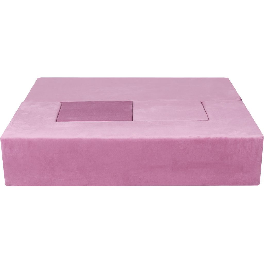 MeowBaby Velvet Childrens Soft Play Sofa Chair & Fold Out Bed - Pink flat