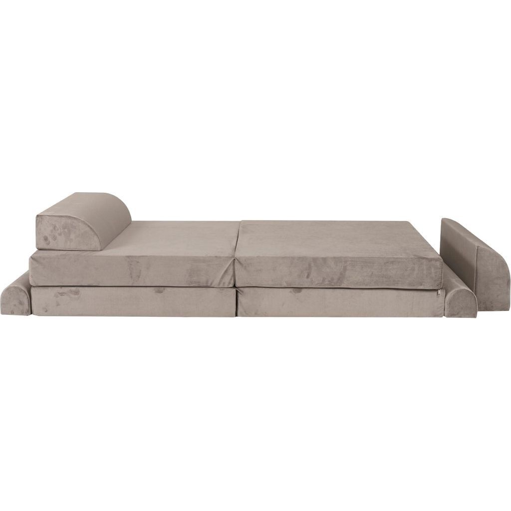 MeowBaby Velvet Kids Softplay Sofa & Fold Out Bed - Grey as bed