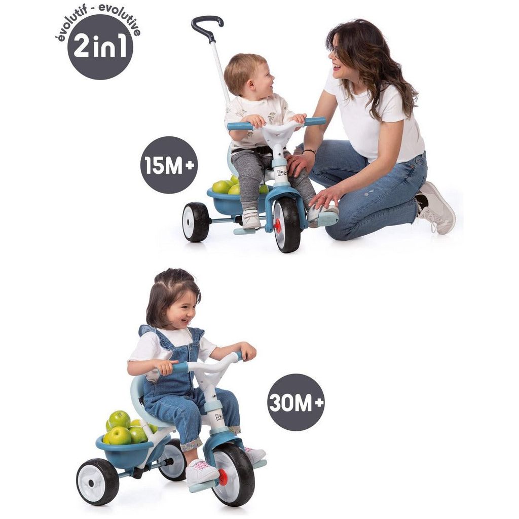 evolution of blue Smoby Be Move Trike for different ages