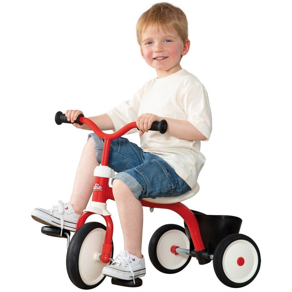 little boy riding Smoby Rookie Tricycle
