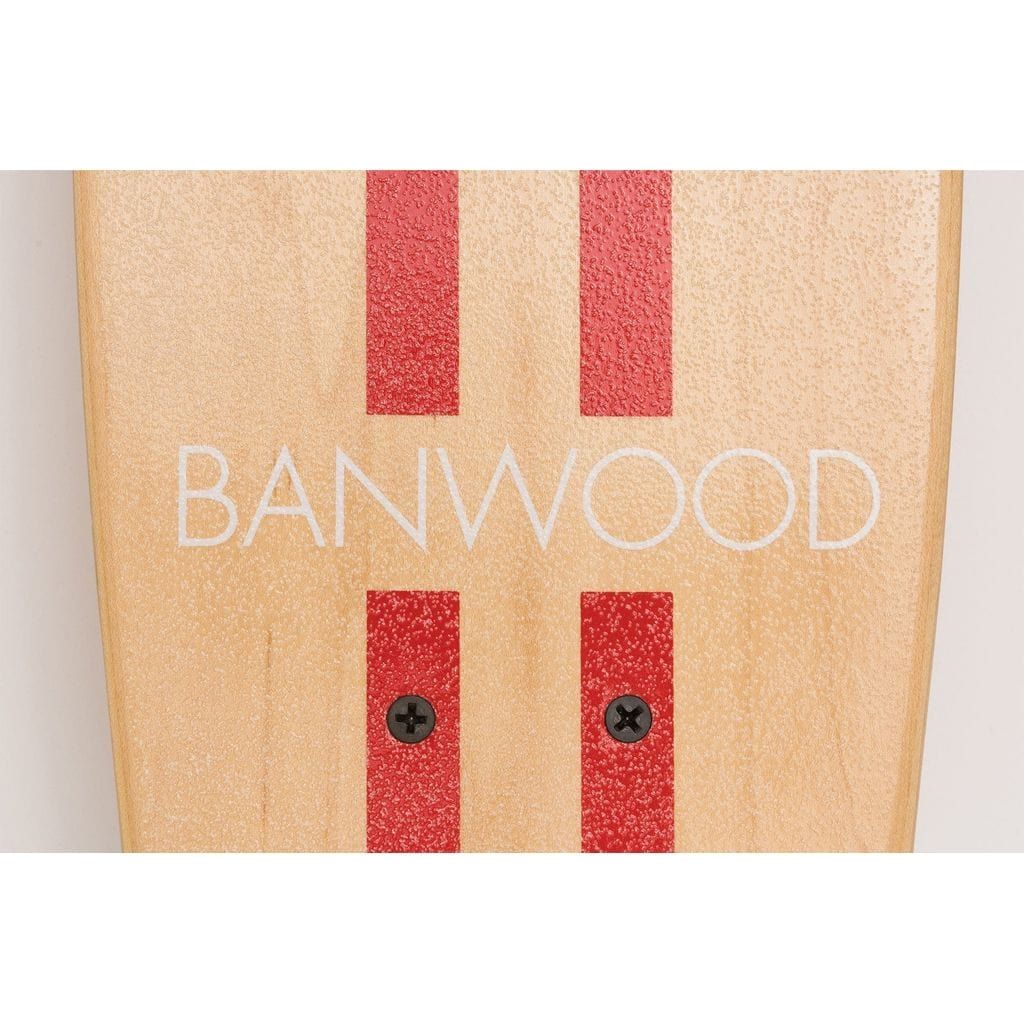 Banwood Kids Skateboard - Red with logo close up