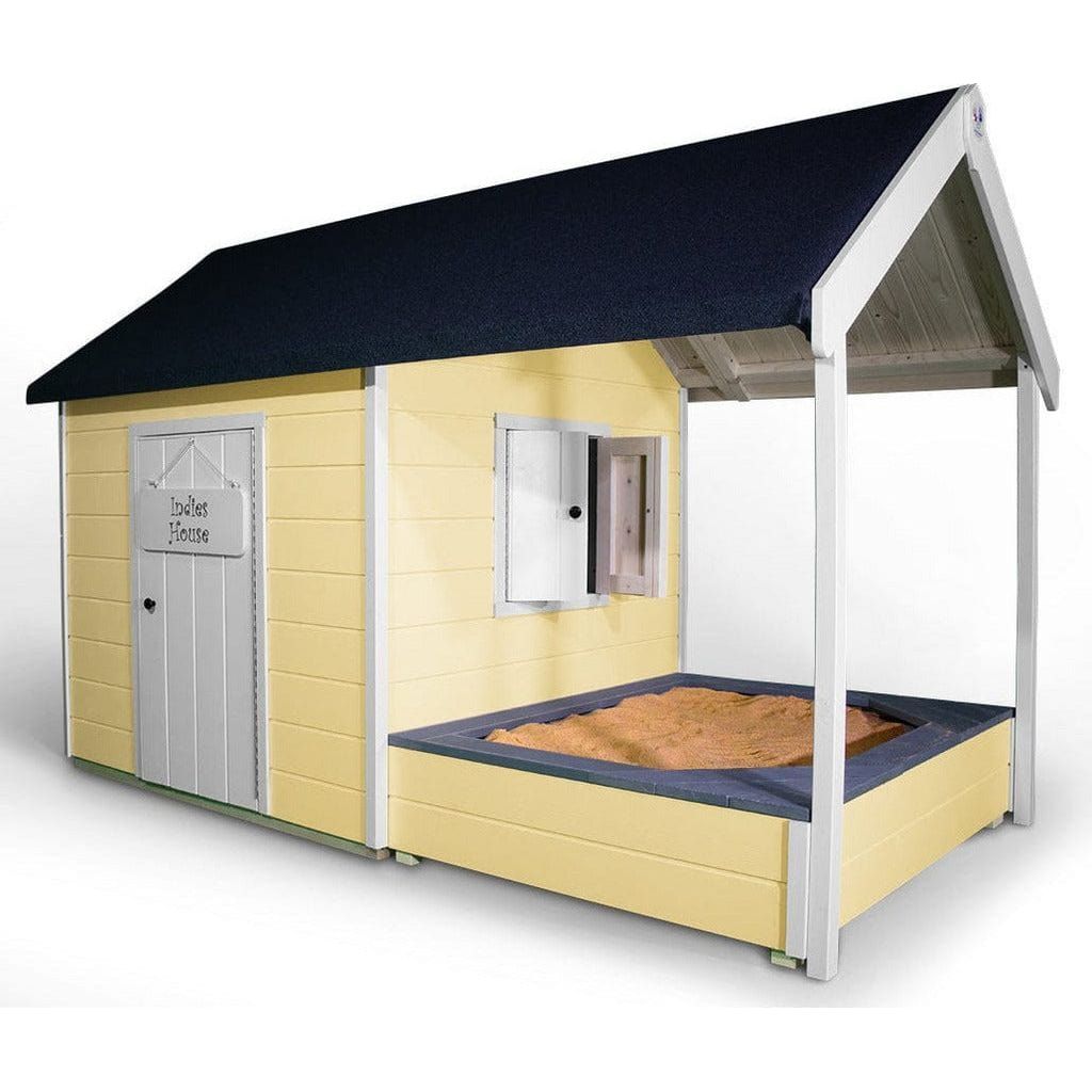 Little Rascals Benji Wooden Playhouse with Sandpit in mellow yellow