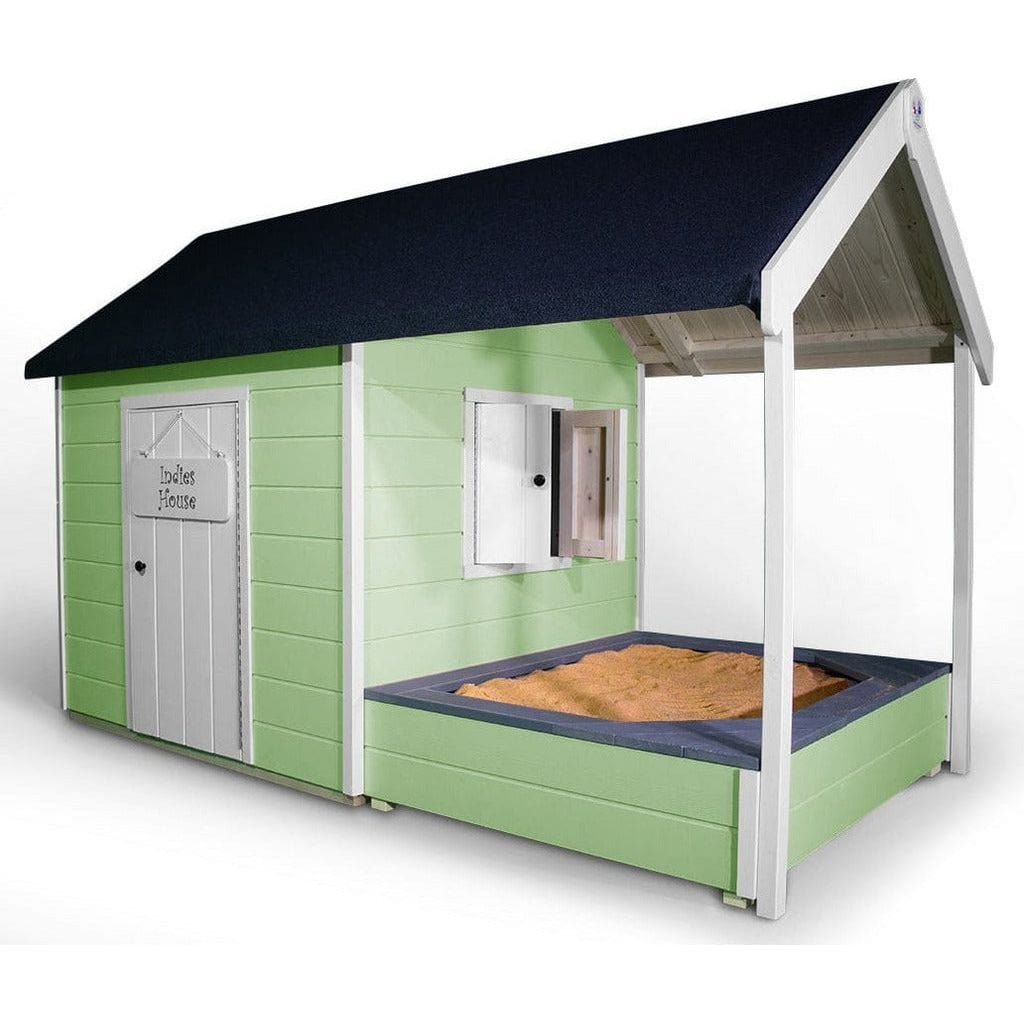 Little Rascals Benji Wooden Playhouse with Sandpit in soft mint green