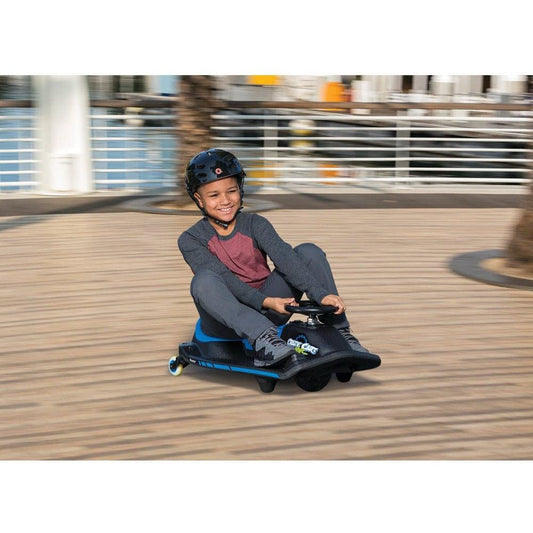 boy riding Razor Crazy Cart Shift 12 Volt