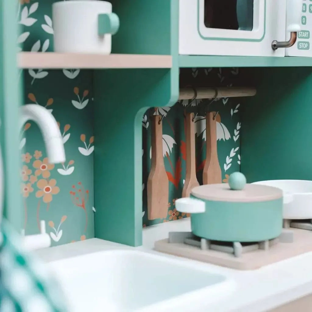 close up of sink and utensils from Classic World Wooden Vintage Kitchen