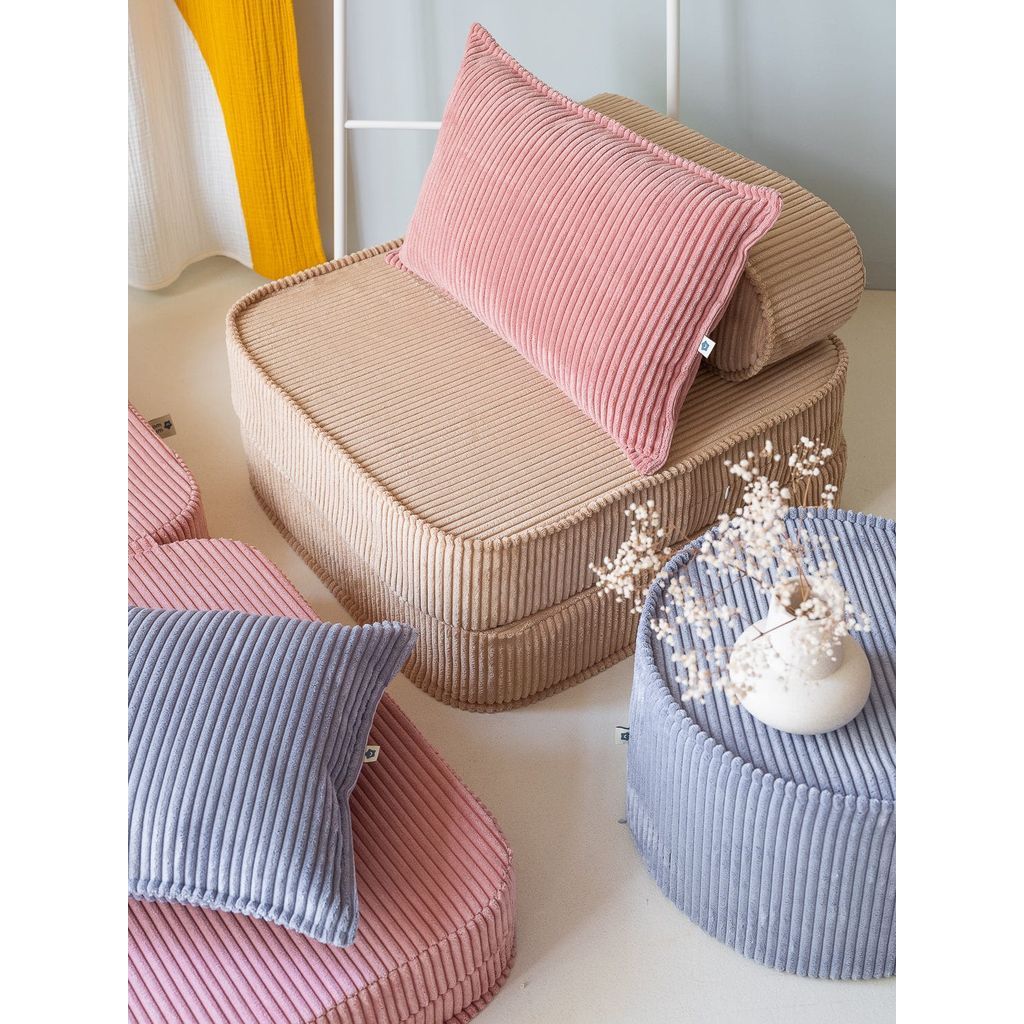 Wigiwama Pink Mousse Bolster Cushion on flip chair
