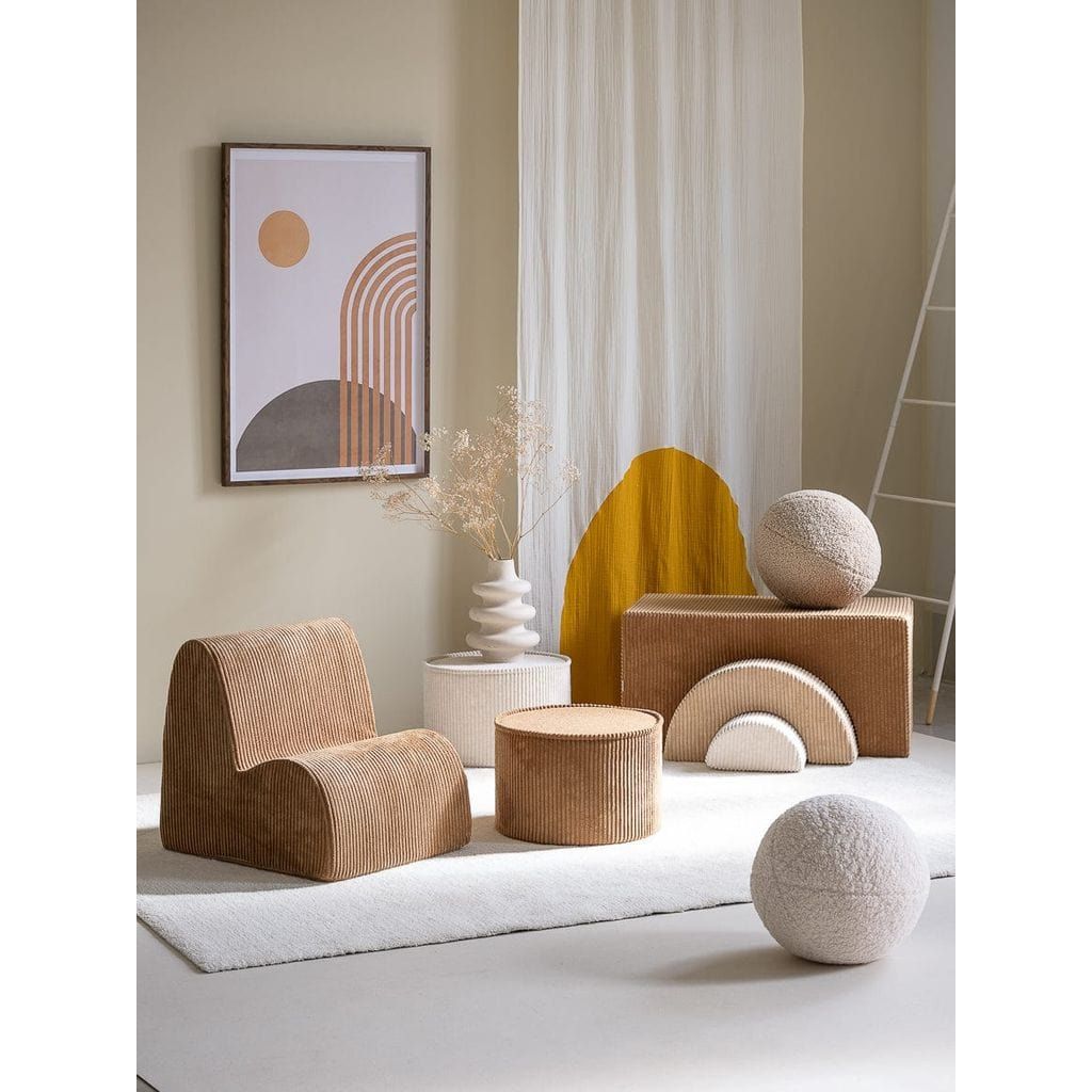 Wigiwama Toffee Cloud Chair in playroom with ball cushion