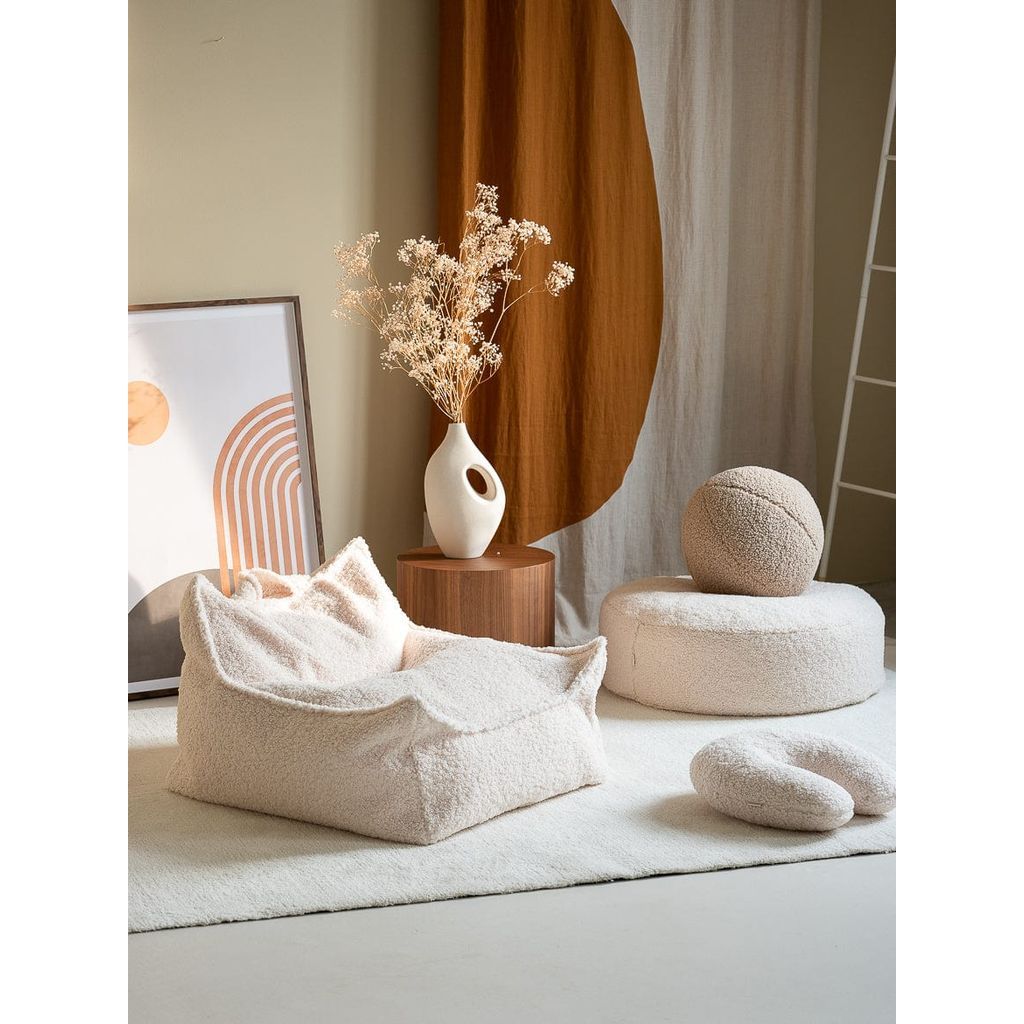 Wigiwama Cream White Ottoman with beanbag and u pillow