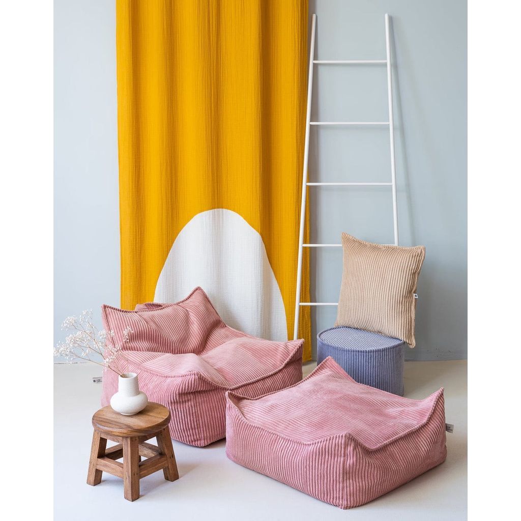 Wigiwama Pink Mousse Square Ottoman with kids beanbag chair