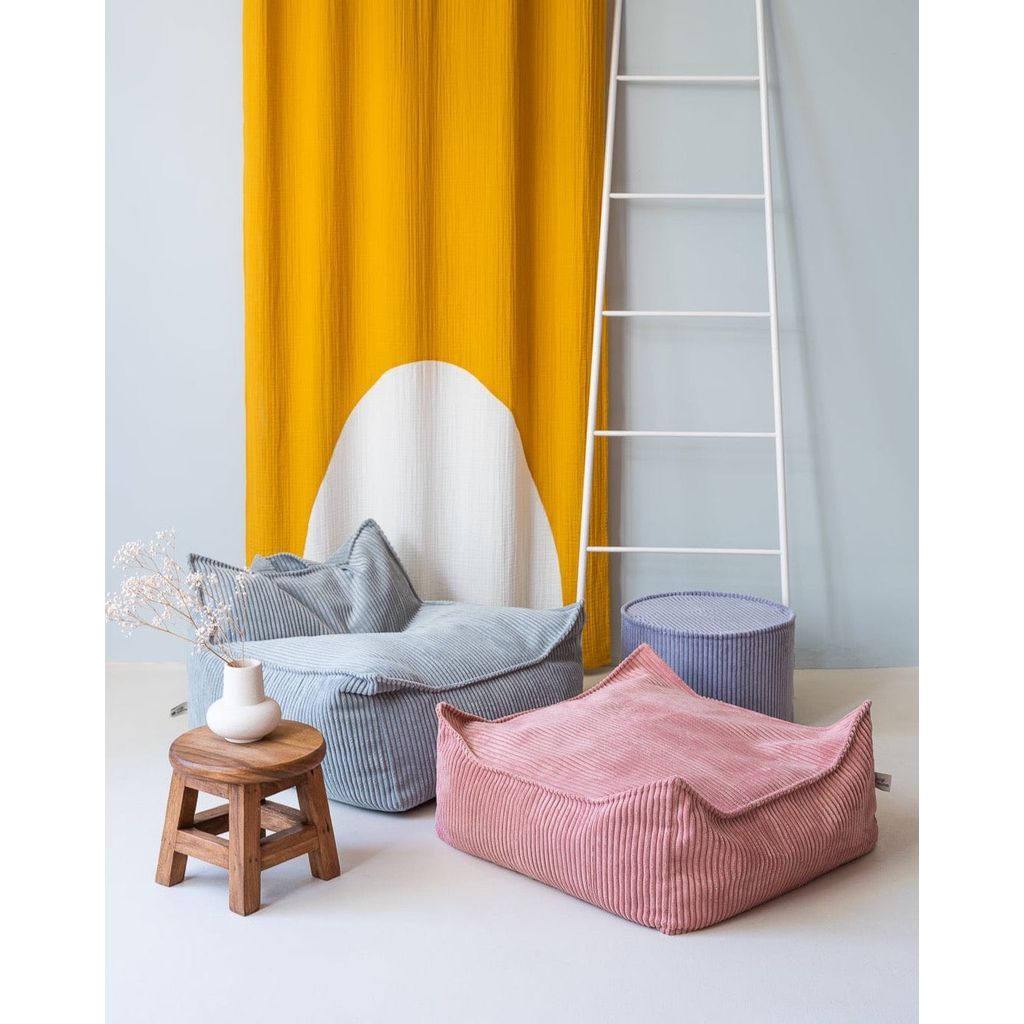 Wigiwama Pink Mousse Square Ottoman with kids beanbag chair