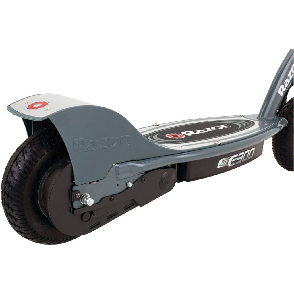 Razor E300 Electric Scooter 24 Volt Scooter - Matt Grey rear wheel close up