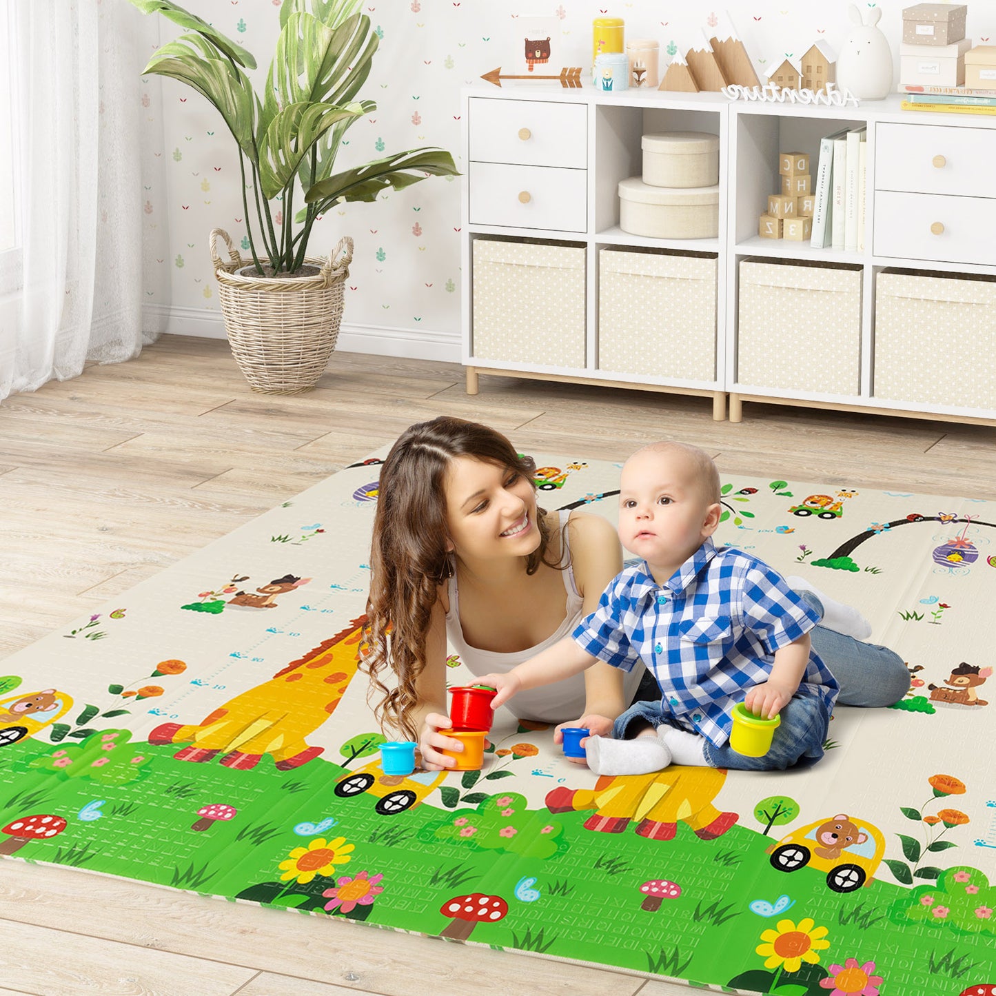 200 x 180 cm Extra Large Baby Floor Mat with Carry Bag-B - The Online Toy Shop - Costway - 2