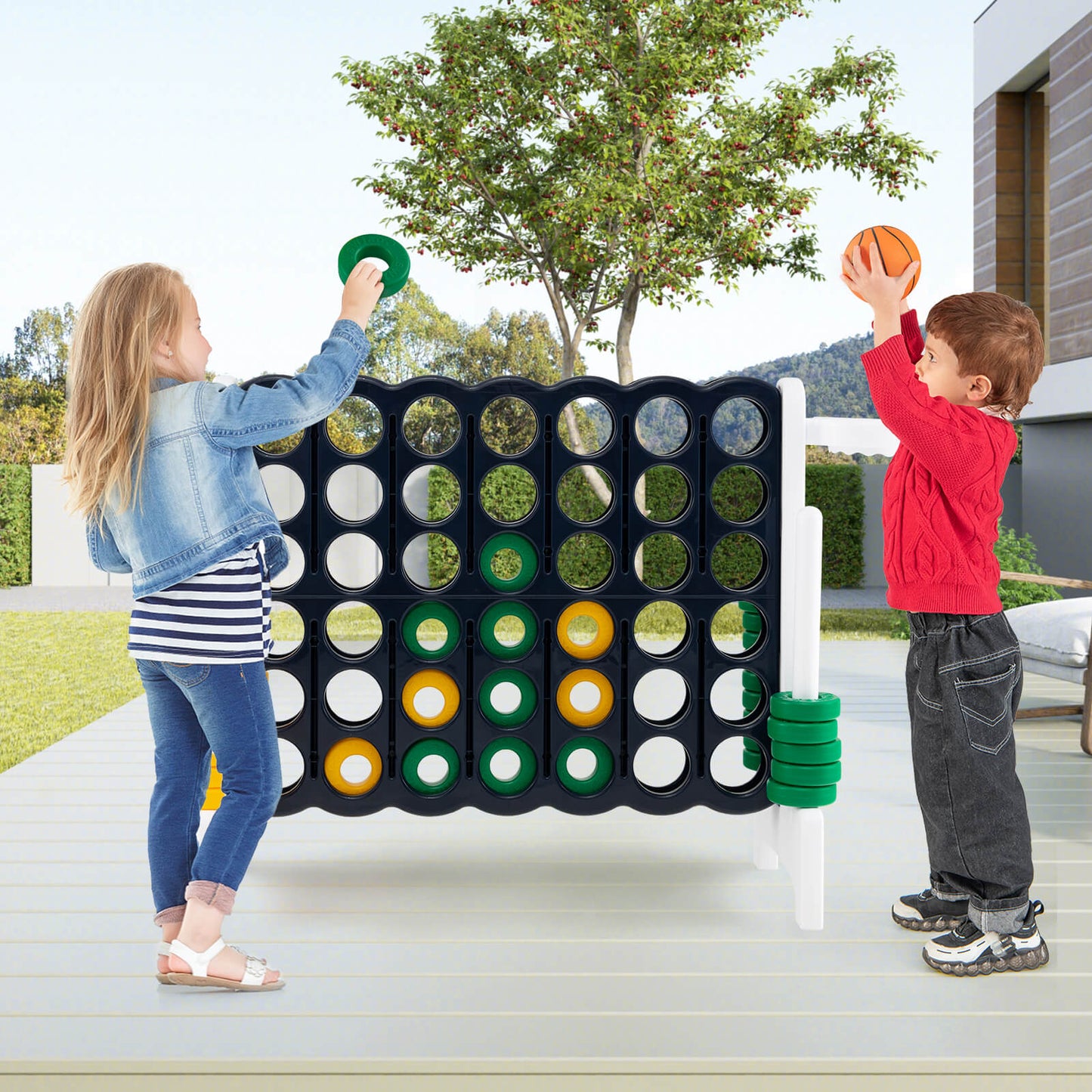 Giant Connect 4 Game Jumbo with 42 Rings-White