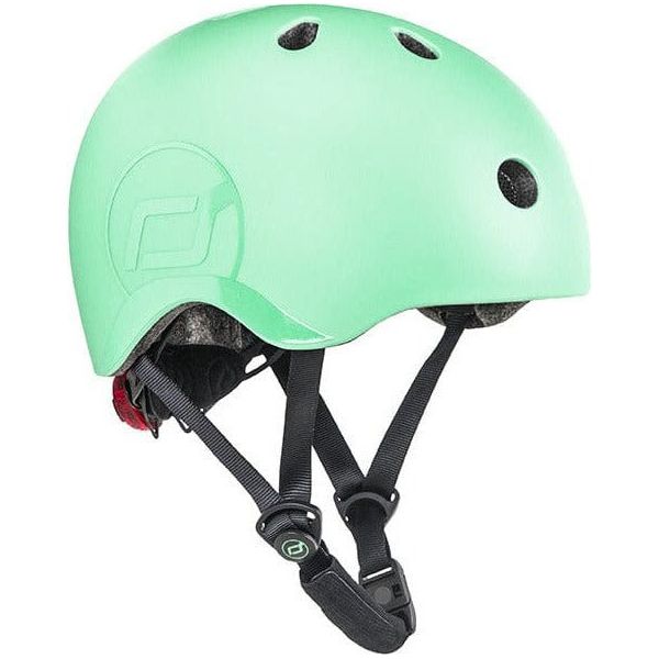 Scoot and Ride Helmet Kiwi - S-M side with logo and chin strap