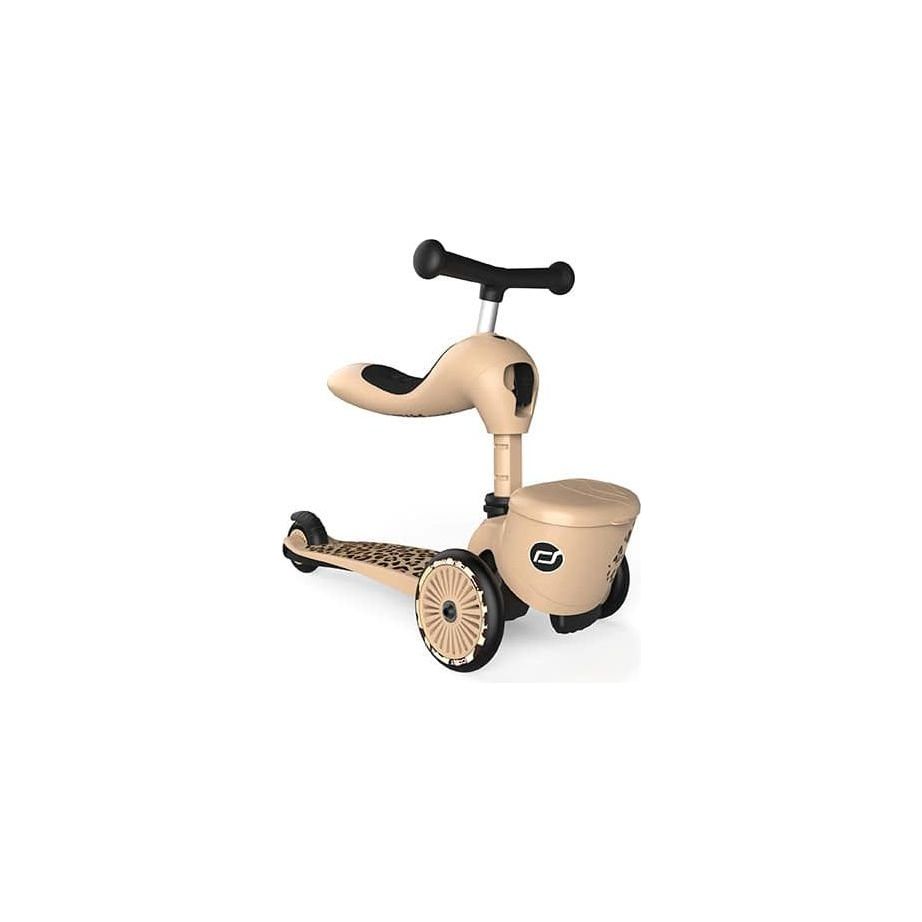 Scoot and Ride Highwaykick 1 Lifestyle Scooter - Leopard in seated position close up