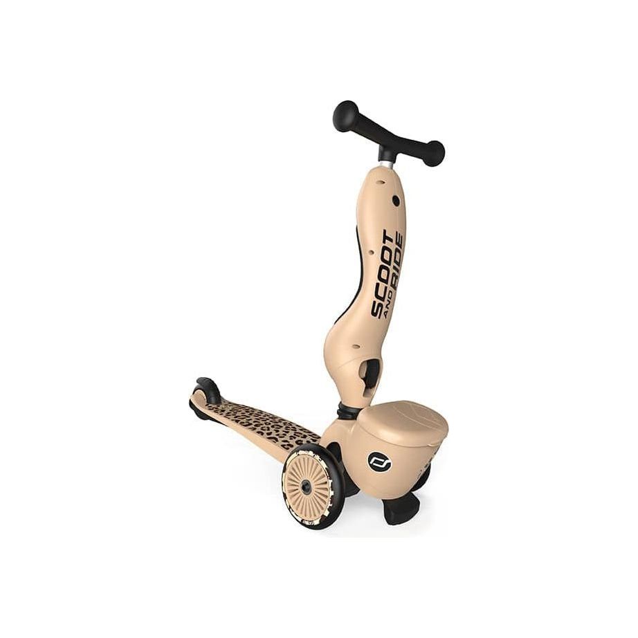 Scoot and Ride Highwaykick 1 Lifestyle Scooter - Leopard front right close up