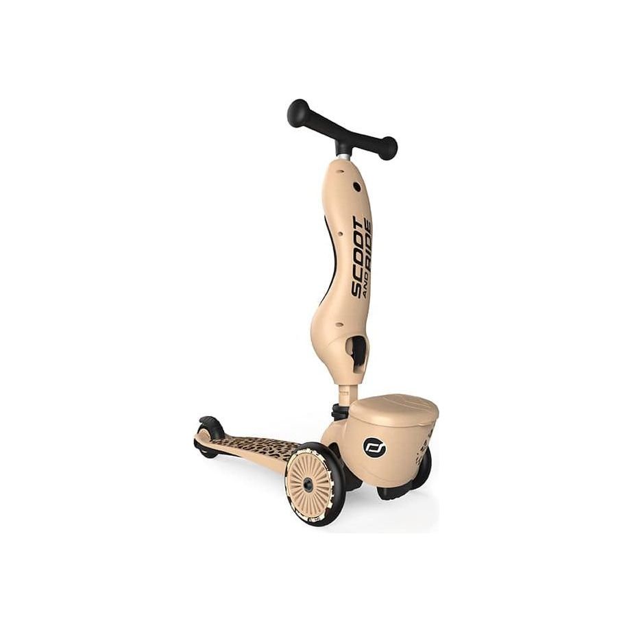Scoot and Ride Highwaykick 1 Lifestyle Scooter - Leopard in upright position front right