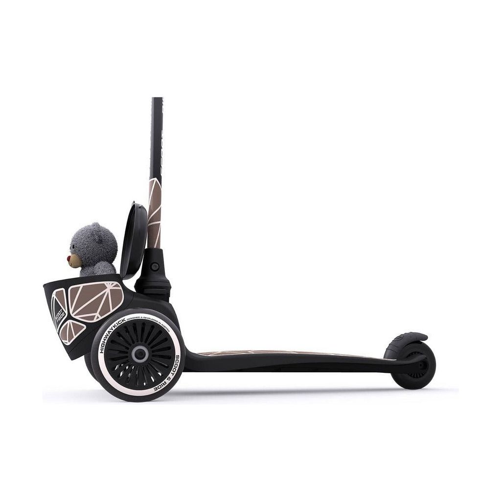 Scoot and Ride Highwaykick 2 Lifestyle - Age 2+ - Brown Lines storage box with teddy close up