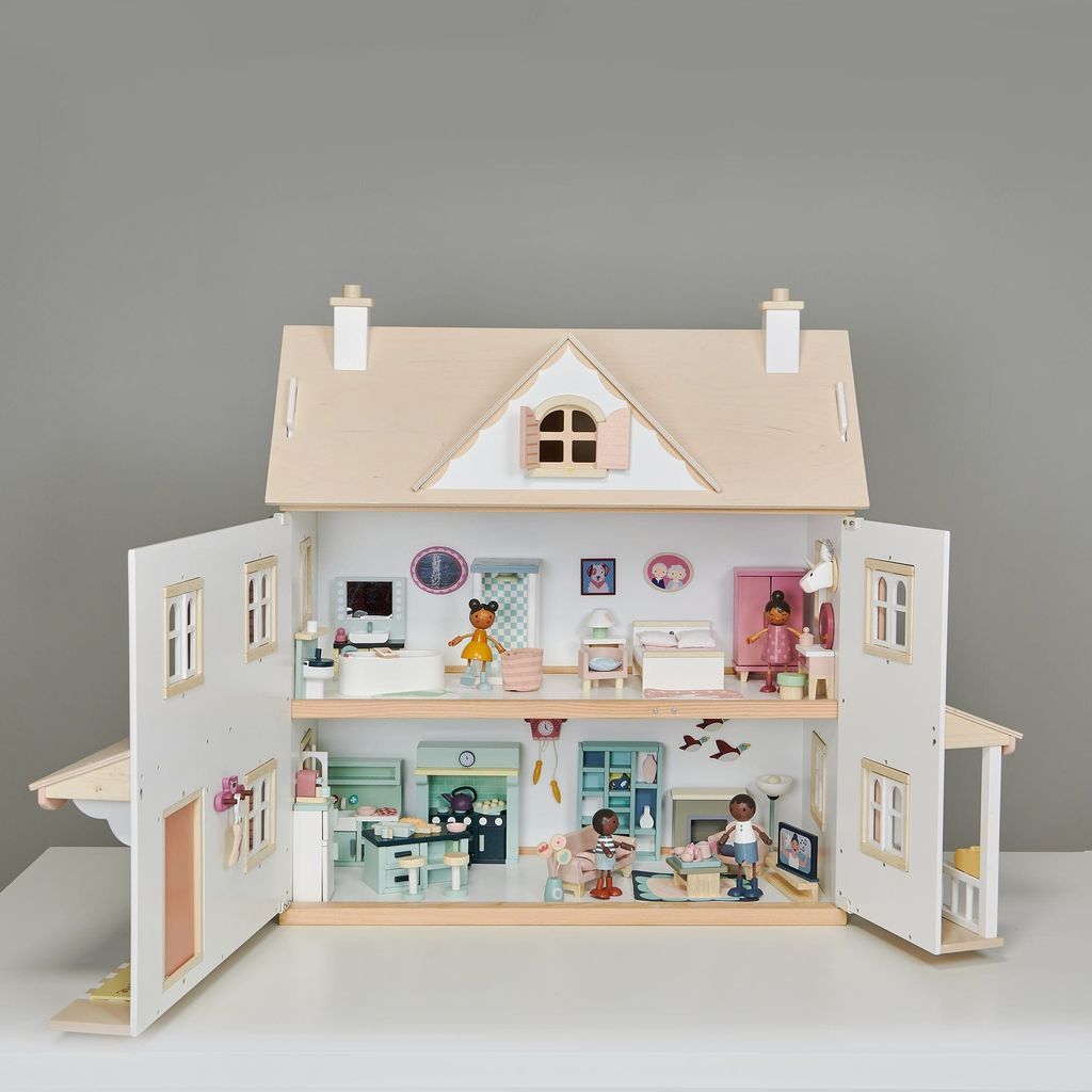 Tender Leaf Hummingbird Wooden Doll House Bundle front open