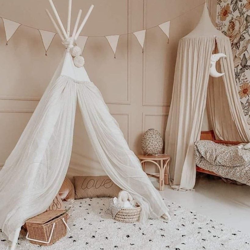 MINICAMP Fairy Kids Play Tent With Tulle in Ecru in lounge