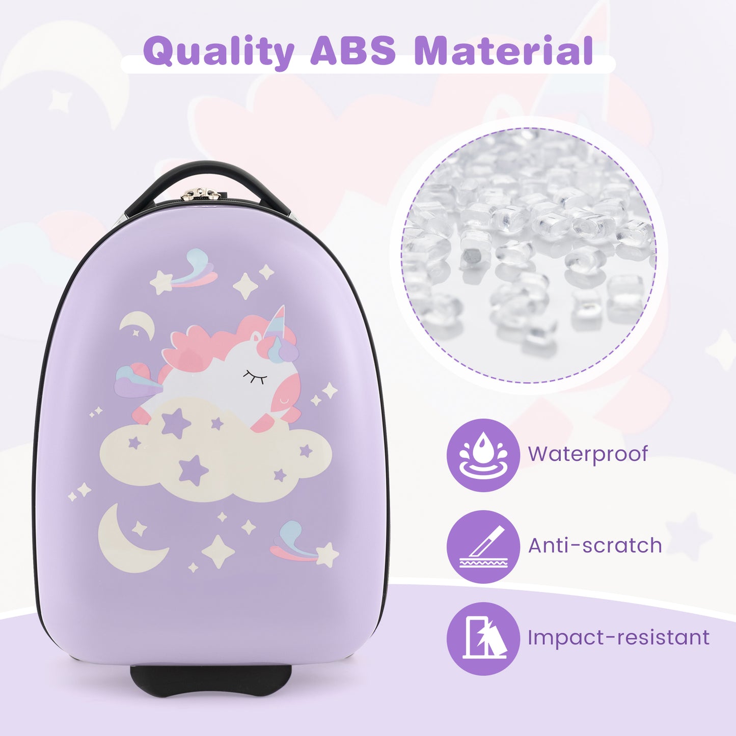 16 Inches Kids Carry-On Luggage with Wheels-Pink Unicorn