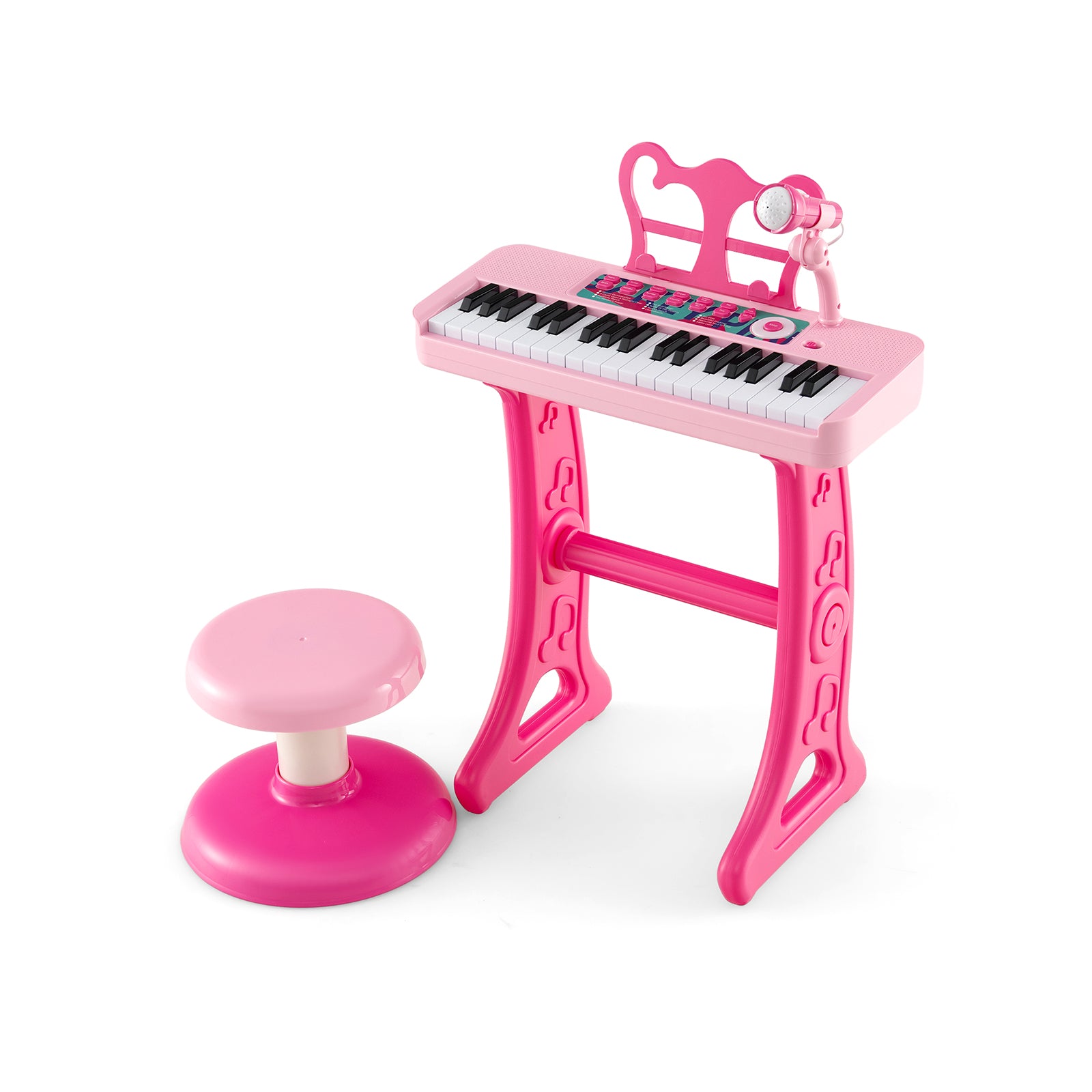 37 Key Kids Piano Keyboard Electronic Instrument with Microphone Pink