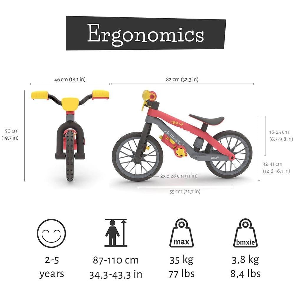 Chillafish Bmxie Moto Bike 2-5 Years in Red size, weight and specification information