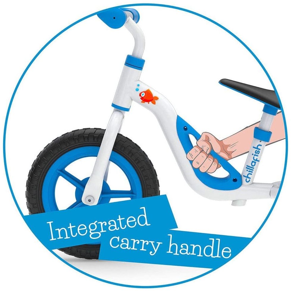 Chillafish Charlie Balance Bike 18M-4Y in Blue integrated carry handle