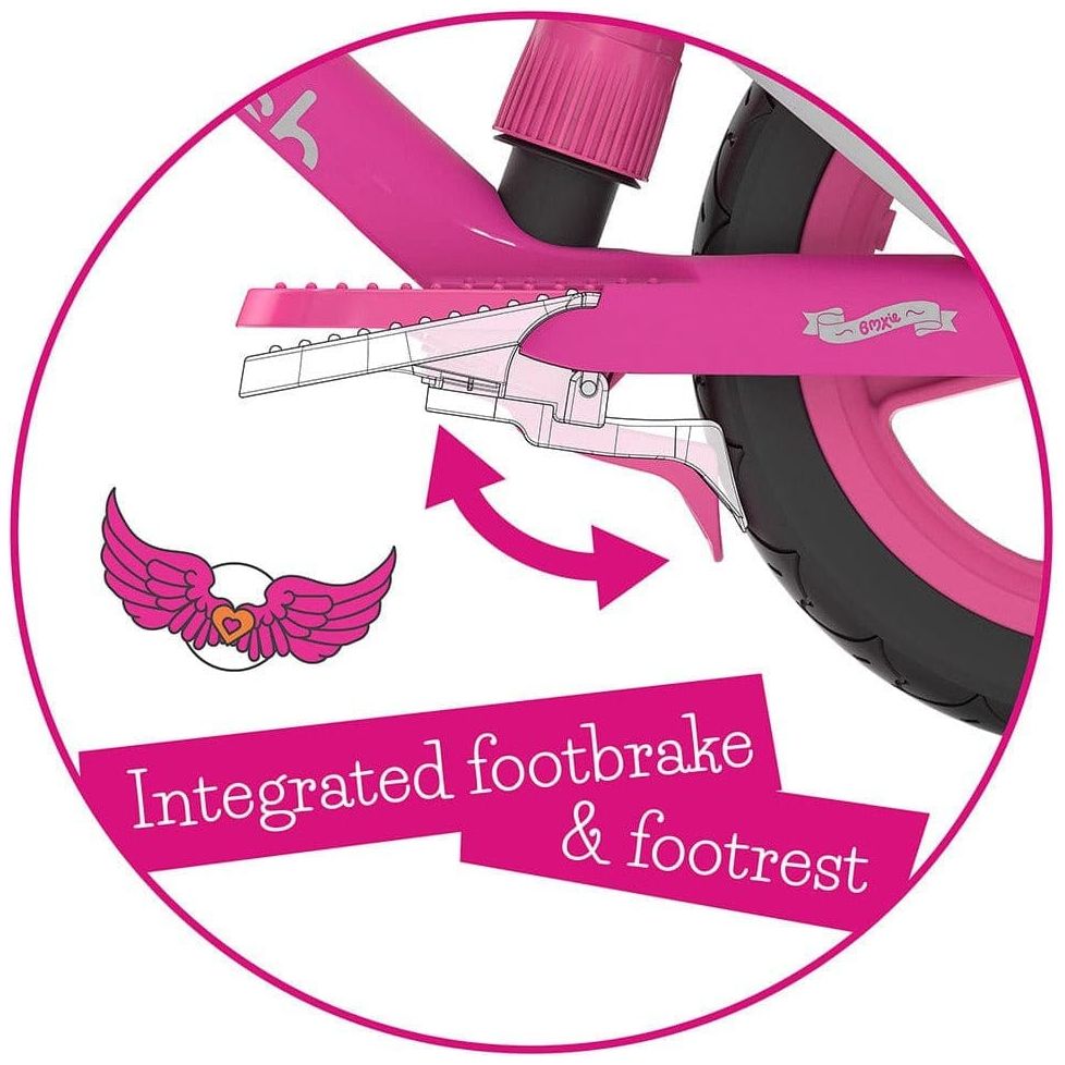 Chillafish Bmxie Balance Bike 2-5 Years in Pink integrated footrest and footbrake