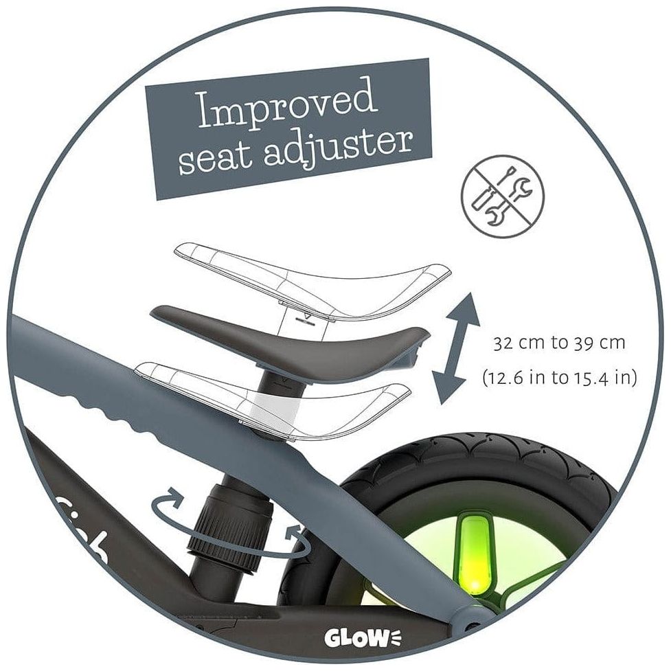 Chillafish Bmxie Glow Balance Bike 2-5 Years Anthracite Grey seat adjustor instruction
