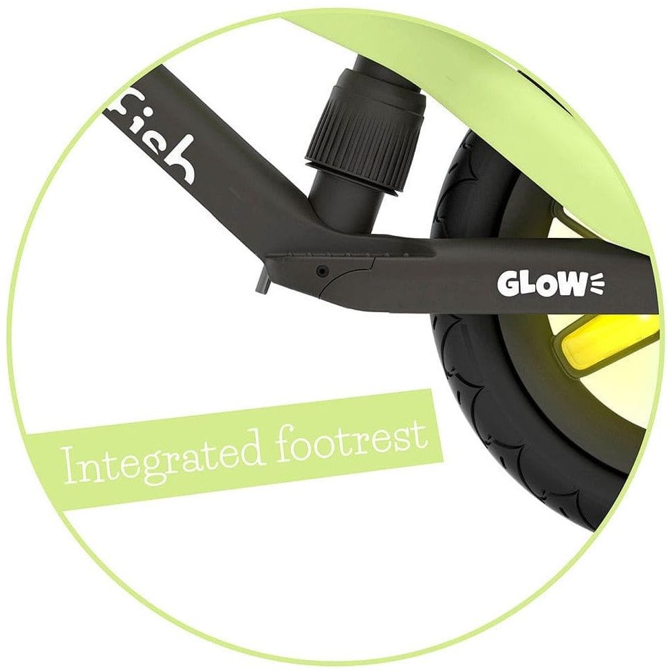 Chillafish Bmxie Glow Balance Bike 2-5 Years in Pistachio Green integrated footrest