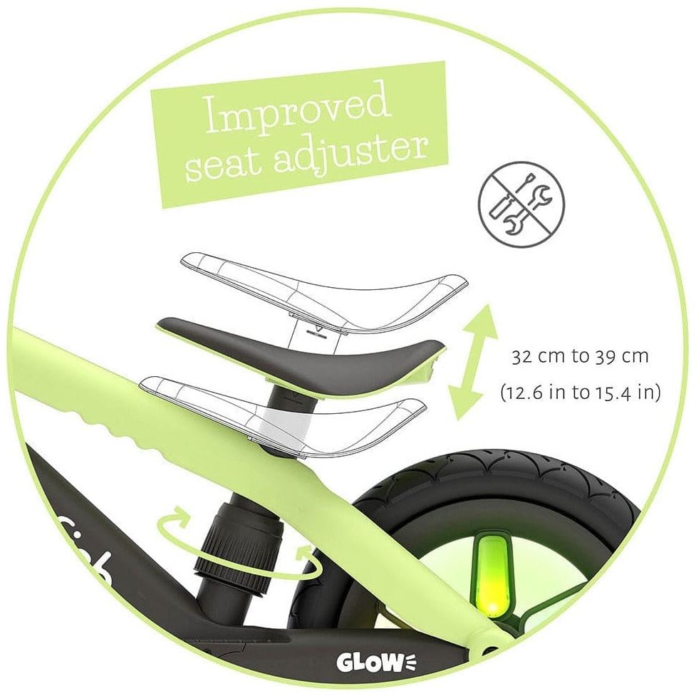 Chillafish Bmxie Glow Balance Bike 2-5 Years in Pistachio Green seat adjustor instruction