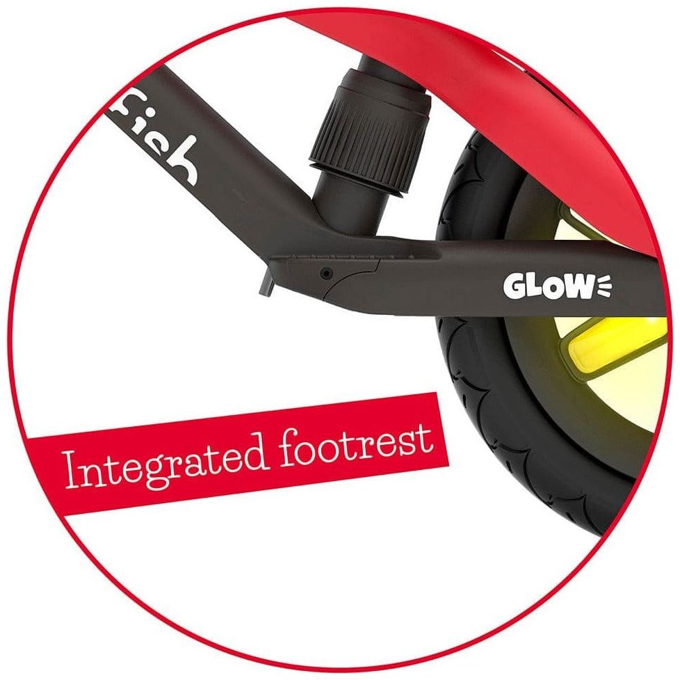 Chillafish Bmxie Glow Balance Bike 2-5 Years in Red integrated footrest