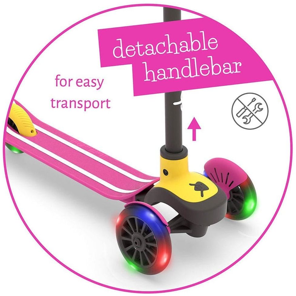 Chillafish Scotti Glow Scooter in Pink with detachable handlebar
