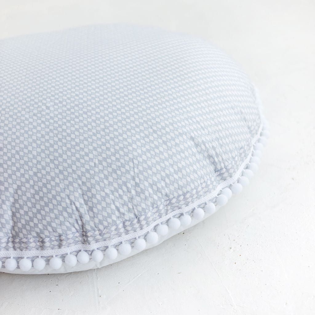 close up of MINICAMP Big Floor Cushion Rhombus Diamond - Grey