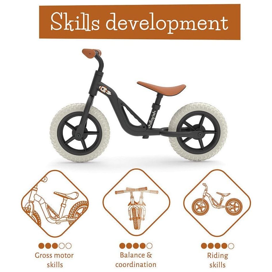 Chillafish Charlie Balance Bike 18M-4Y in Black skills development information